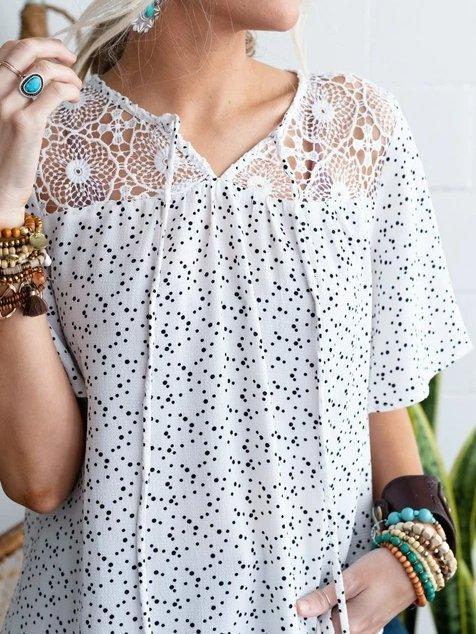 Holiday Shift Color-Block Polka Dots Shirts & Tops