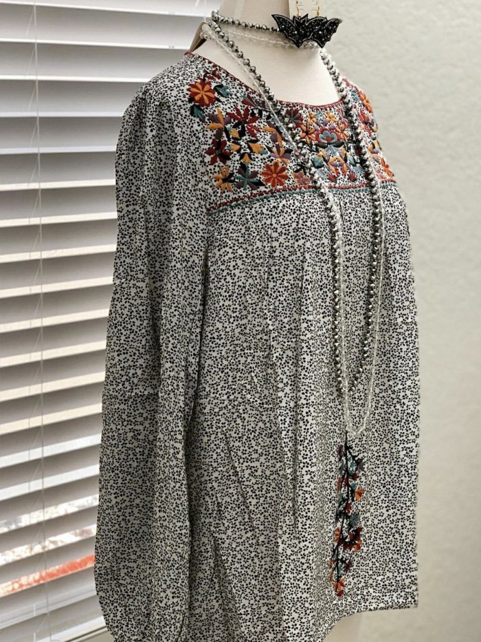 Polka Dots Cotton-Blend Long Sleeve Shirts & Tops