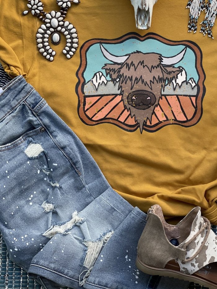 Cartoon Shift Crew Neck Short Sleeve Shirts & Tops