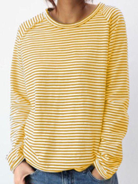 White-Black Long Sleeve Cotton Simple & Basic Shirts & Tops