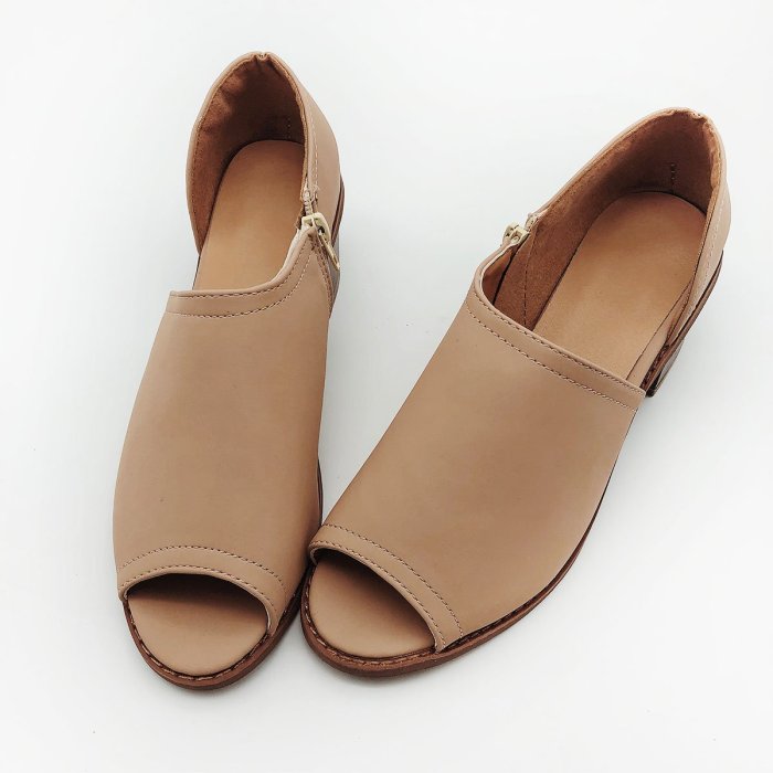 Large Size Peep Toe PU Zipper Pumps
