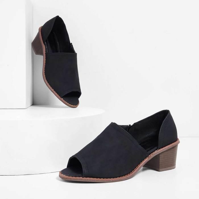 Large Size Peep Toe PU Zipper Pumps