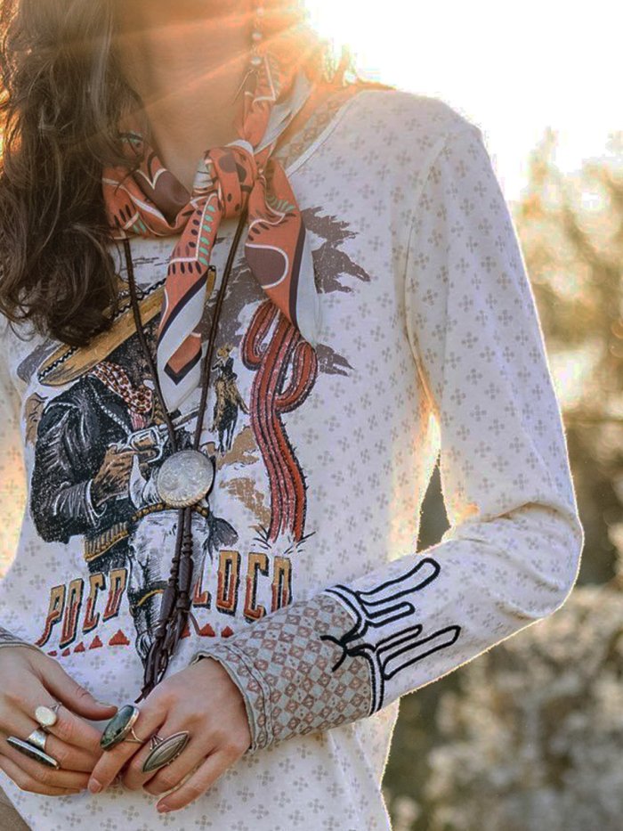 Vintage Crew Neck Long Sleeve Shirts & Tops