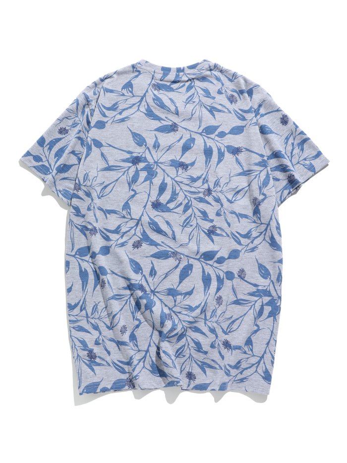 Men's Leaf Print Round Neck T-Shirt