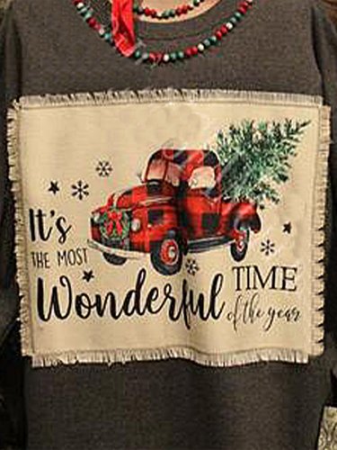 Christmas loose long sleeve printed sweatshirt
