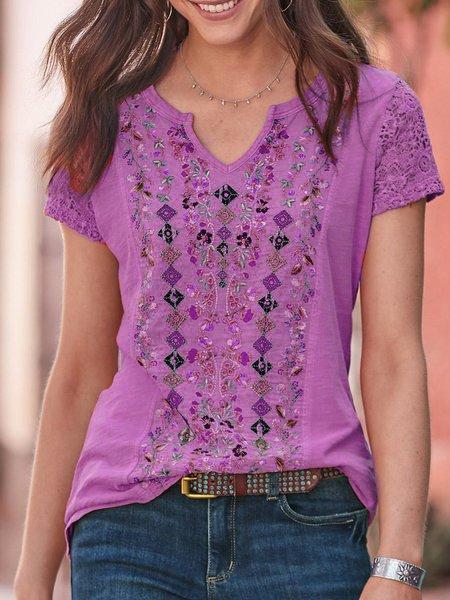 Short Sleeve Plain Crew Neck Shirts & Tops