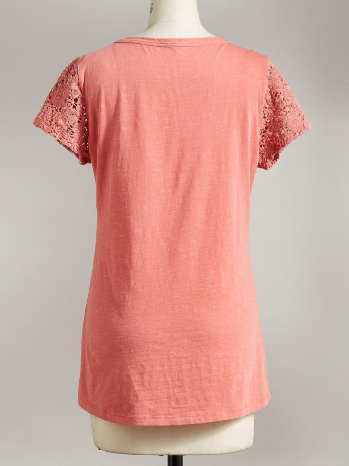 Short Sleeve Plain Crew Neck Shirts & Tops
