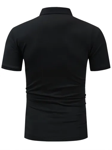 Men's Eagle Embroidered Color Block Polo Shirt