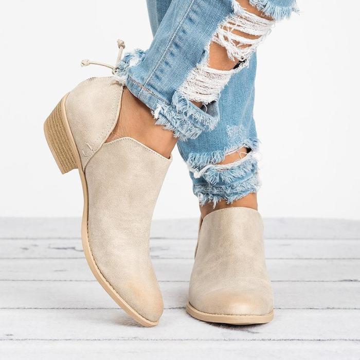 Plus Size Chunky Heel Short Boots Female Non-slip Cute Bootie