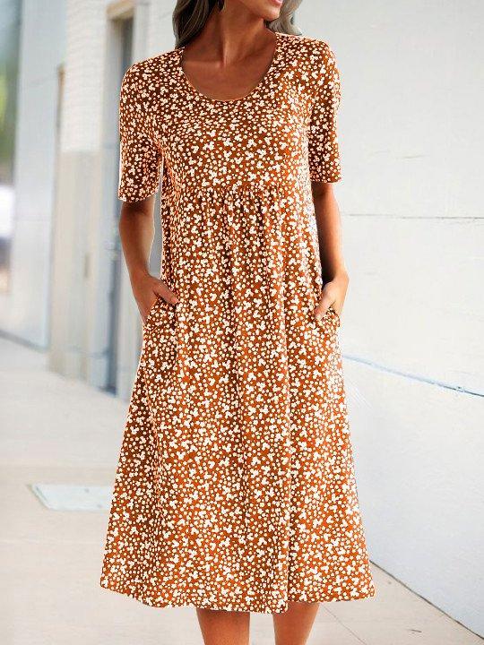 Floral Pockets Midi Dress