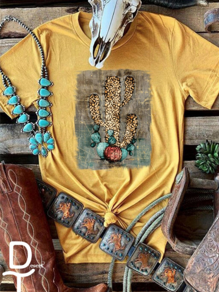 Printed Casual Short Sleeve Crew Neck Shirts & Tops