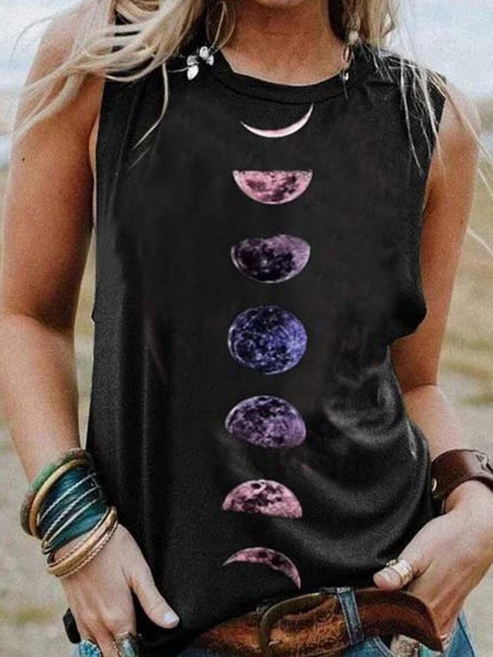 Sleeveless Casual Crew Neck Vests