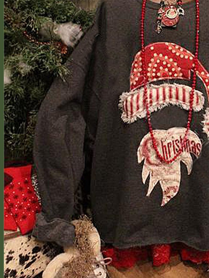 Christmas loose long sleeve printed sweatshirt