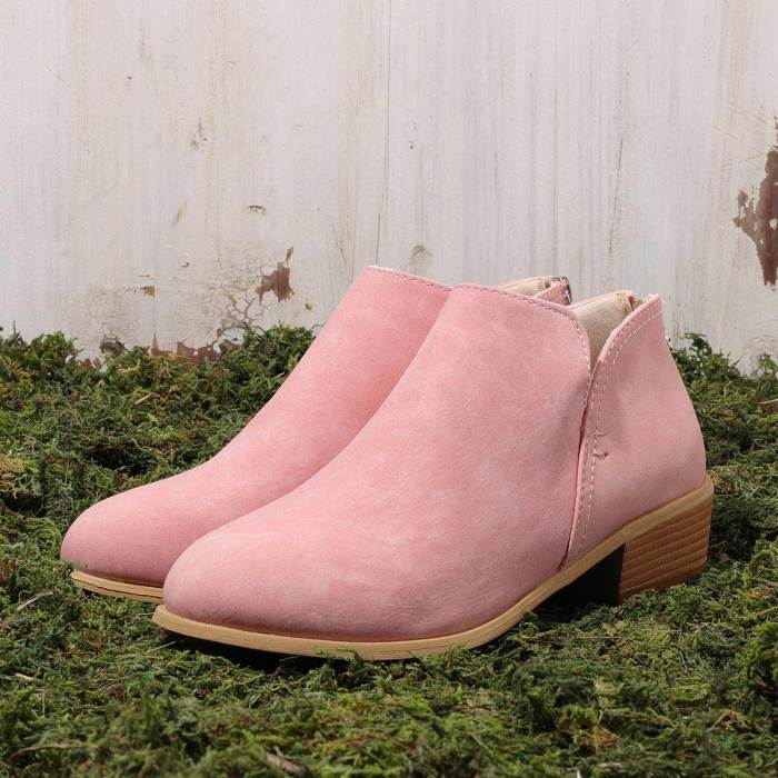 Plus Size Chunky Heel Short Boots Female Non-slip Cute Bootie