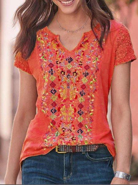 Short Sleeve Plain Crew Neck Shirts & Tops