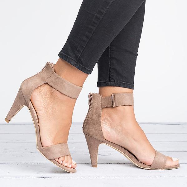 Ankle Strap Sandals - Taupe