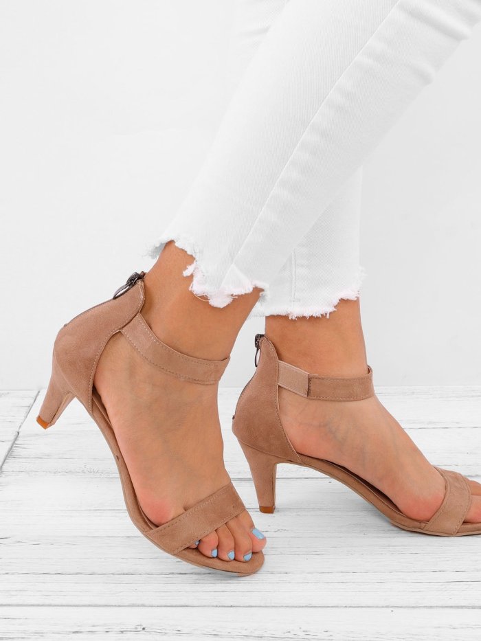 Ankle Strap Sandals - Taupe