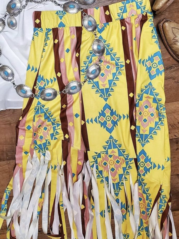 A-Line Holiday fringed irregular skirt