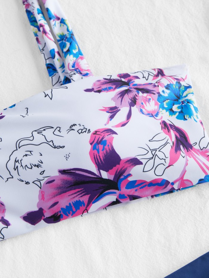 Floral Print Ruched High Rise Bikini