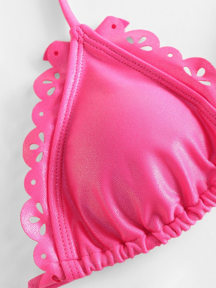 Solid Scallop Tringle String Bikini