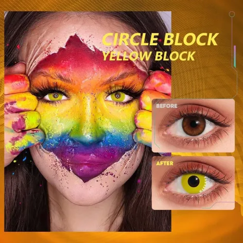 ��U.S Warehouse��Circle Block Yellow Block  Contact Lenses