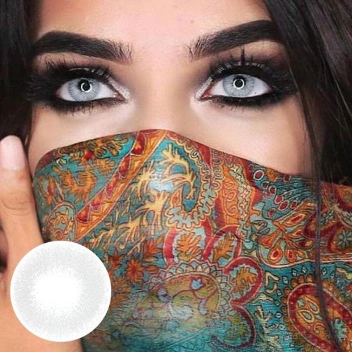 ��LENSPOEM��Lemon Greyish Snow Flake White Colored Contact Lenses