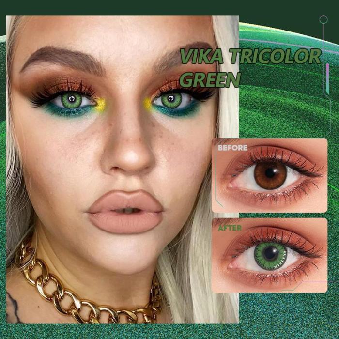 ��U.S Warehouse��Vika tricolor green Contact Lenses