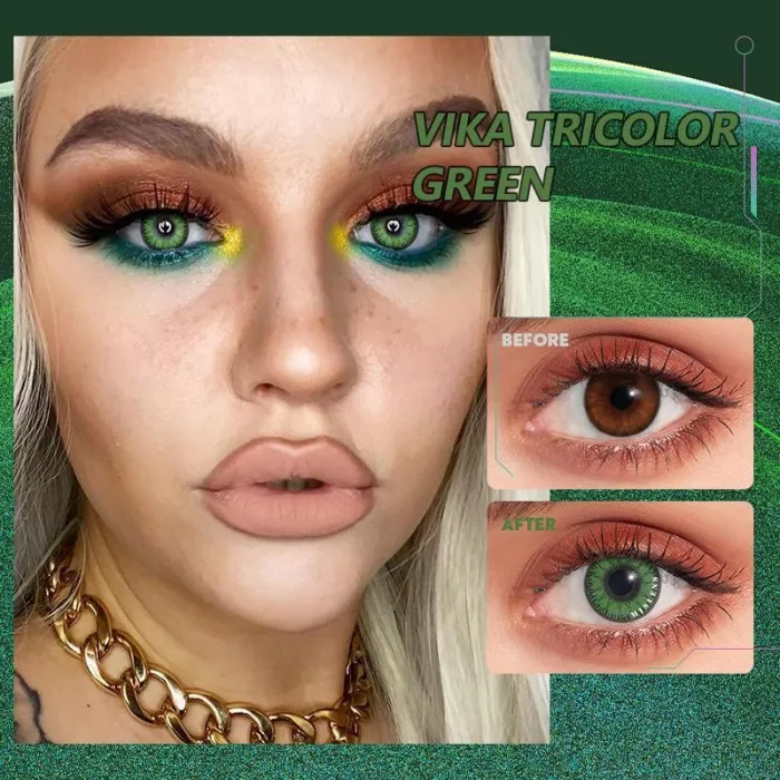 ��U.S Warehouse��Vika tricolor green Contact Lenses