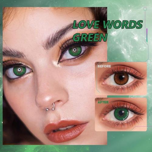 ��U.S Warehouse��1-Day Love Words GreenDaily Contact Lenses(5 Pairs)
