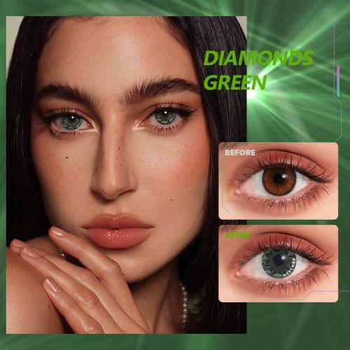 ��U.S Warehouse��Diamonds Green Contact Lenses