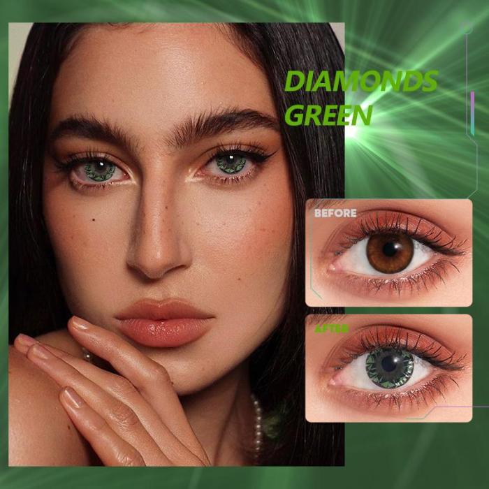 ��U.S Warehouse��Diamonds Green Contact Lenses