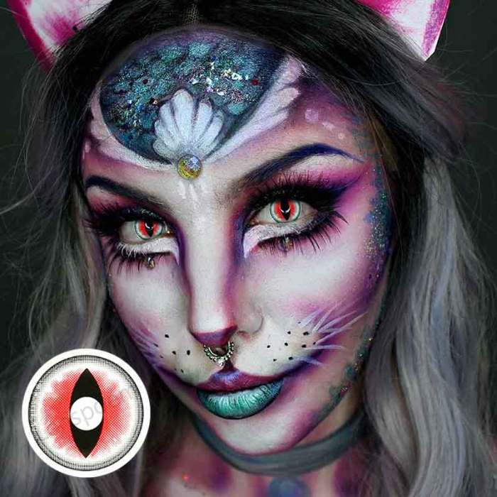 ��LENSPOEM��Sexy Cat Eye Red Halloween Contact Lenses