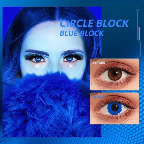 ��U.S Warehouse��Circle Block Blue Block  Contact Lenses