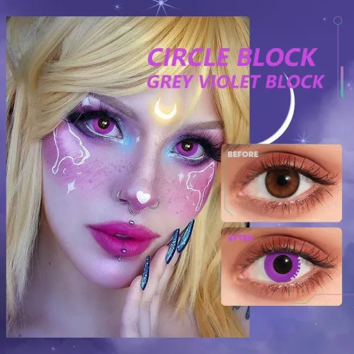 ��U.S Warehouse��Circle Block Grey violet block  Contact Lenses