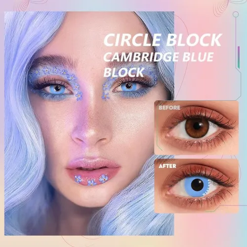 ��U.S Warehouse��Circle Block Cambridge blue Block  Contact Lenses