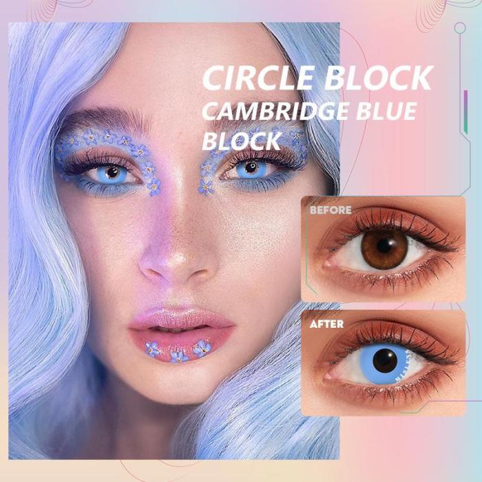 ��U.S Warehouse��Circle Block Cambridge blue Block  Contact Lenses
