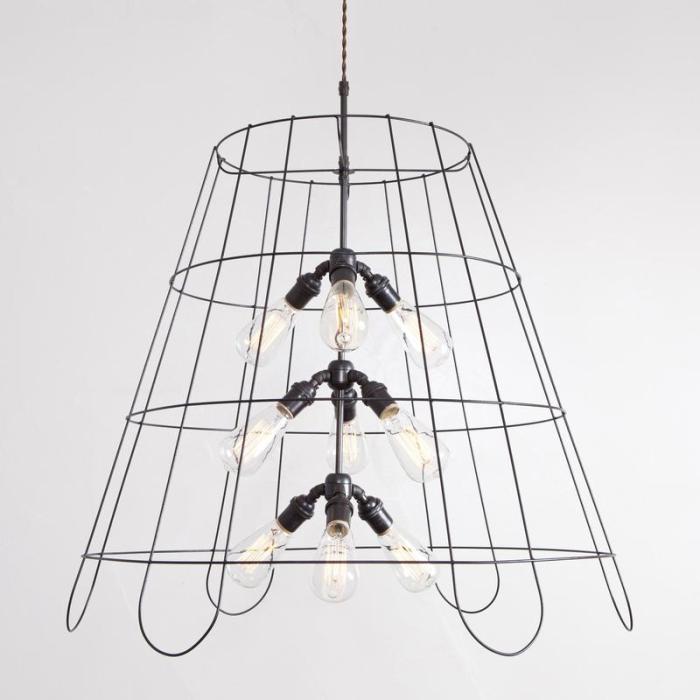 Vintage Lampshade Frame Chandelier