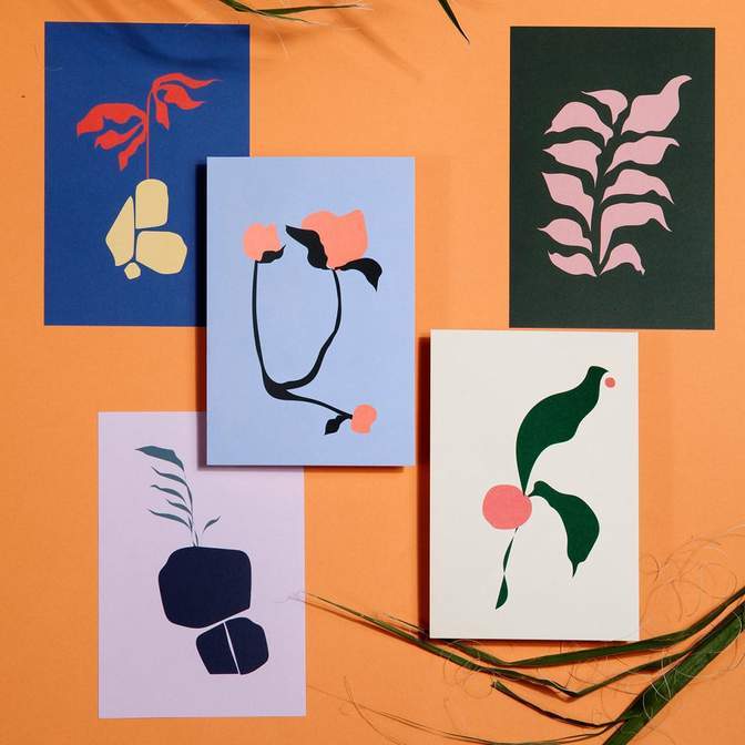 Abstract Flora Postcards
