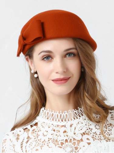Bowknot Solid Color Elegant Beret - Black