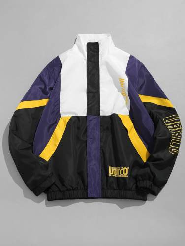 Contrast Letter Quick Dry Jacket - Lava Red