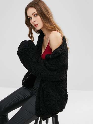 Slip Pockets Faux Fur Coat