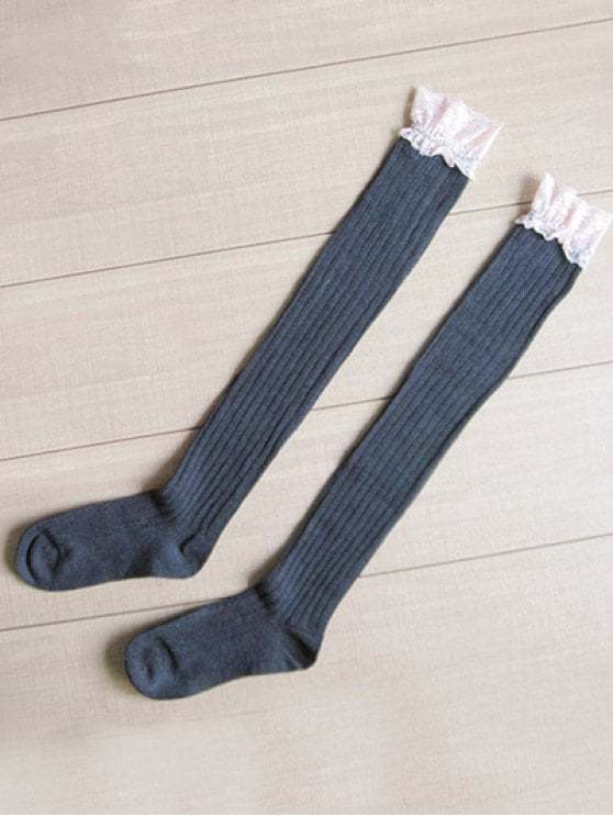 Cute Vertical Striped High Knee Socks - Black