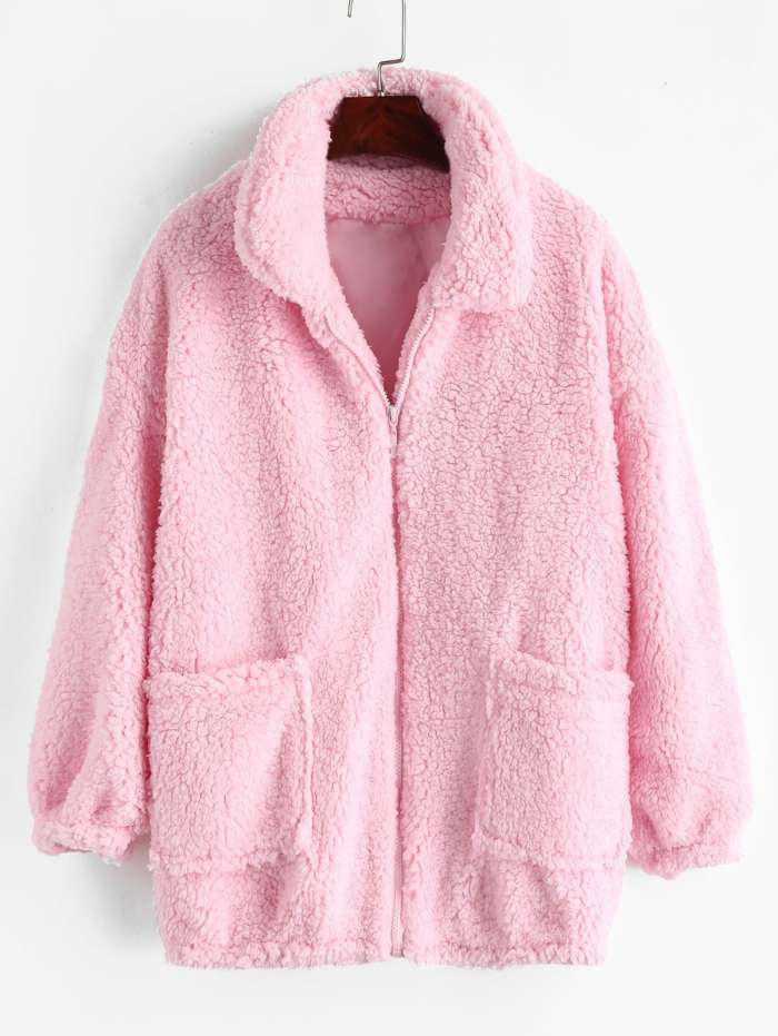 Fluffy Faux Fur Winter Coat - Pink