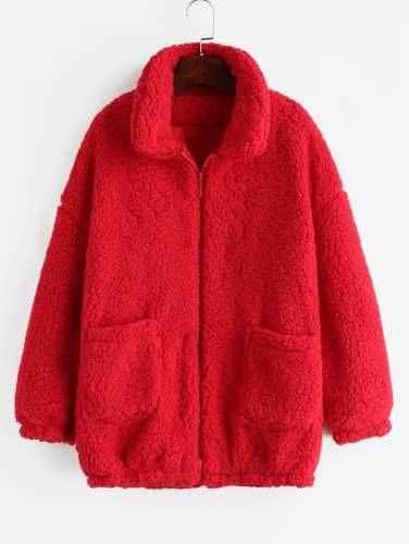 Fluffy Faux Fur Winter Coat - Pink