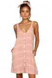 Pink Buttoned Loose Fit Summer Slip Dress