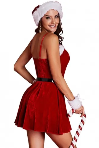 Red Diamond Velvet 4pcs Christmas Costume Set