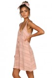 Pink Buttoned Loose Fit Summer Slip Dress