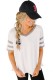 White Varsity V Neck Baseball Tee