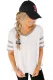 White Varsity V Neck Baseball Tee