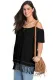 Black Cold Shoulder Plus Size Blouse Top